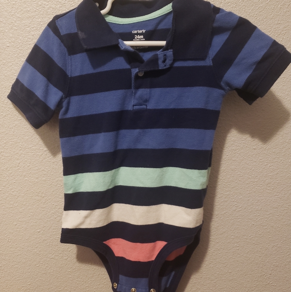 Carters striped polo onesie 24mo new condition